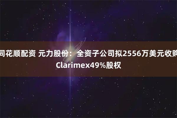 同花顺配资 元力股份：全资子公司拟2556万美元收购Clarimex49%股权