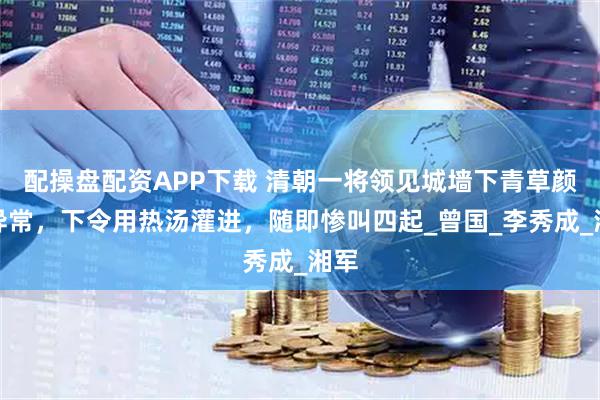 配操盘配资APP下载 清朝一将领见城墙下青草颜色异常，下令用热汤灌进，随即惨叫四起_曾国_李秀成_湘军